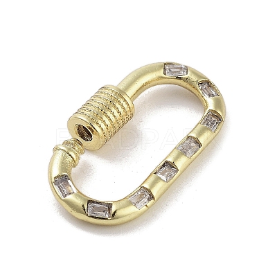 Brass Micro Pave Clear Cubic Zirconia Keychain Rings KK-M293-49G-1