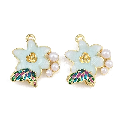 Alloy & Enamel & ABS Plastic Pearl Pendants PL-CBA415D-36G-1
