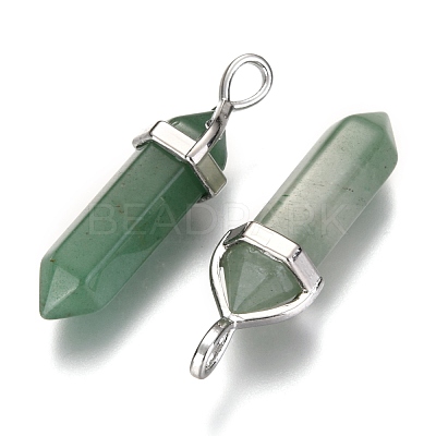 Natural Green Aventurine Double Terminated Pointed Pendants G-F295-04A-1