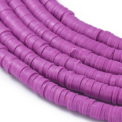 Flat Round Handmade Polymer Clay Bead Spacers CLAY-R067-4.0mm-05-1
