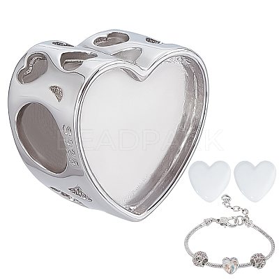 1 Set Heart 925 Sterling Silver European Beads STER-PH0003-10-1