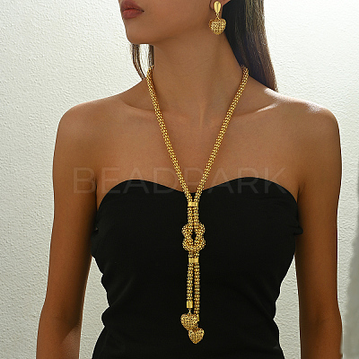 Elegant Middle Eastern Style Iron Heart Earrings & Necklaces Sets for Women's Parties and Holidays LF6004-1
