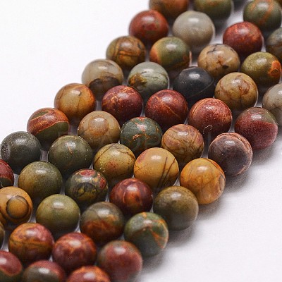 Natural Polychrome Jasper/Picasso Stone/Picasso Jasper Bead Strands X-G-D840-85-4mm-1