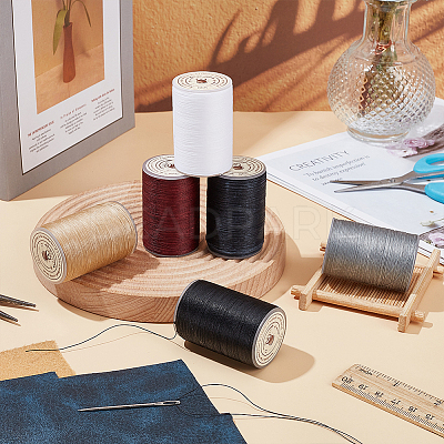 6 Rolls 6 Colors Round Waxed Polyester Thread String YC-OC0001-06-1