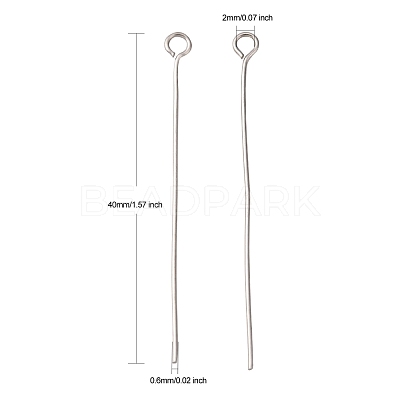 Tarnish Resistant Stainless Steel Eye Pin Jewelry Findings X-STAS-E013-0.6x40mm-1