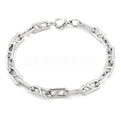304 Stainless Steel Oval Link  Chain Bracelets for Women Men BJEW-F488-49A-P-1