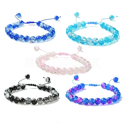 Glass Round Braided Bead Bracelets BJEW-JB09693-1