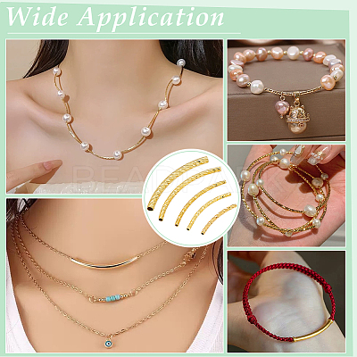 50Pcs 5 Styles Brass Textured Curved Tube Beads KK-PH0013-33-1