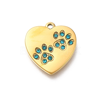 304 Stainless Steel Rhinestone Pendants STAS-R159-55G-04-1