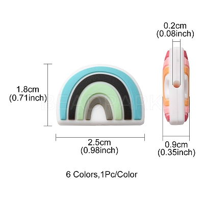6Pcs 6 Colors Food Grade Eco-Friendly Silicone Focal Beads SIL-YW0001-04G-1