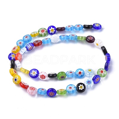 Flat Round Handmade Millefiori Glass Beads X-LK-R004-54-1