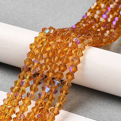 Transparent Electroplate Glass Beads Strands GLAA-F029-3mm-D28-1