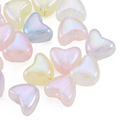 Rainbow Iridescent Plating Acrylic Beads OACR-N010-072-1