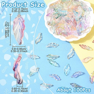 100Pcs Baking Paint Transparent Glass Pendants GLAA-YW0004-81A-1