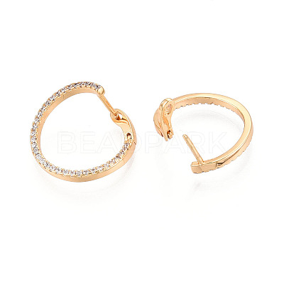 Brass Micro Pave Clear Cubic Zirconia Ring Hoop Earrings EJEW-T048-38G-1