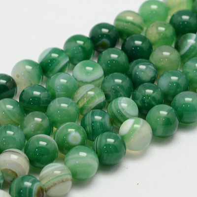 Natural Striped Agate/Banded Agate Bead Strands X-G-K155-B-6mm-08-1