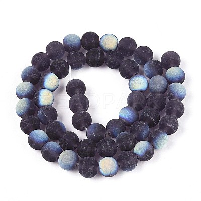 Frosted Transparent Glass Beads Strands GLAA-T032-T8mm-MBB03-1