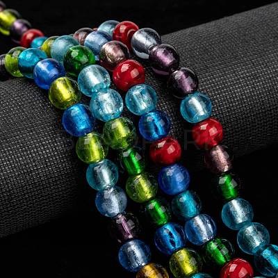 Handmade Silver Foil Glass Beads Strands SL02-1
