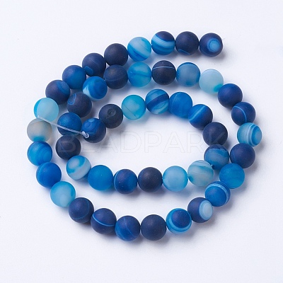 Natural Grade A Striped Agate/Banded Agate Beads Strands G-E478-05-8mm-1