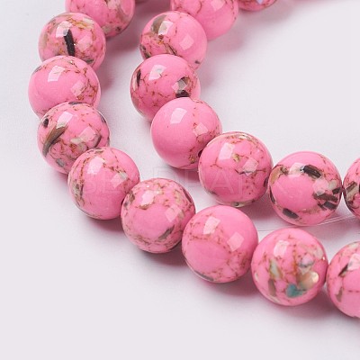 Sea Shell and Synthetic Turquoise Assembled Beads Strands G-G758-01-4mm-1
