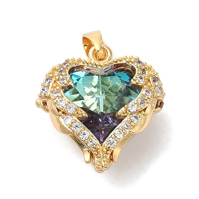 Rack Plating Brass Micro Pave Cubic Zirconia Pendants X-KK-U022-01G-1