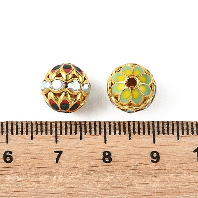 Brass & Alloy & Rhinestone Enamel Beads RB-CBA973B-11B-G-1