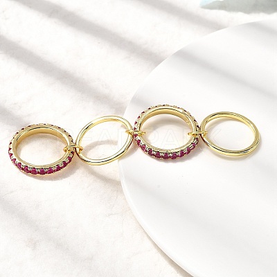 Brass Micro Pave Cubic Zirconia Finger Rings RJEW-P166-12G-1