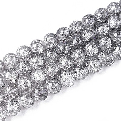 Spray Painted Crackle Glass Beads Strands DGLA-C002-8mm-02-1