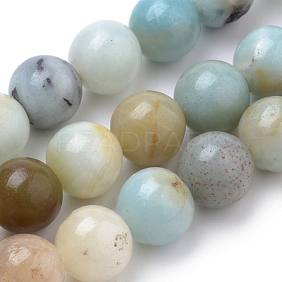 Natural Flower Amazonite Beads Strands G-S259-13-6mm-1
