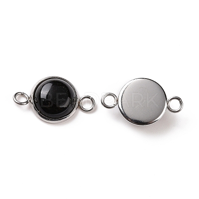 Natural Black Agate Connector Charms LS-G-D059-01C-02-1