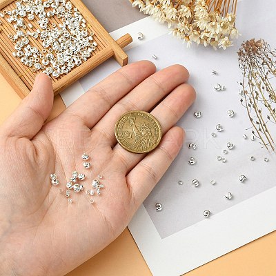 300Pcs 3 Style Iron & Brass Crimp Beads Covers KK-YW0002-16-1
