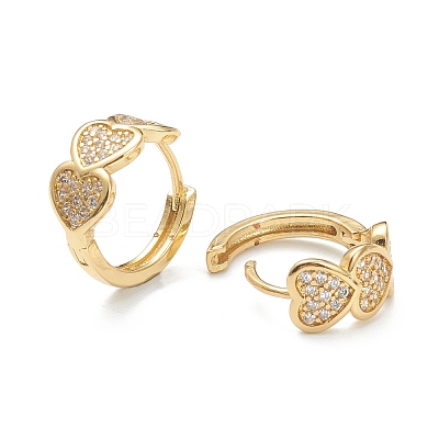 Brass Micro Pave Clear Cubic Zirconia Huggie Hoop Earrings EJEW-A058-15G-1