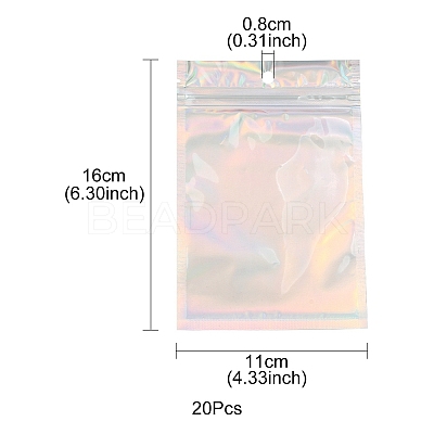 Rectangle Zip Top Plastic Glitter Holographic Bags OPP-YW0001-03C-1