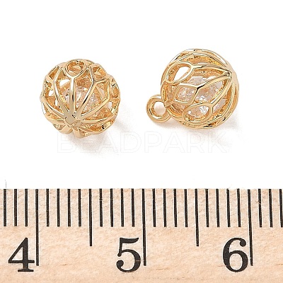 Brass Micro Pave Clear Cubic Zirconia Pendants KK-D261-01G-09-1
