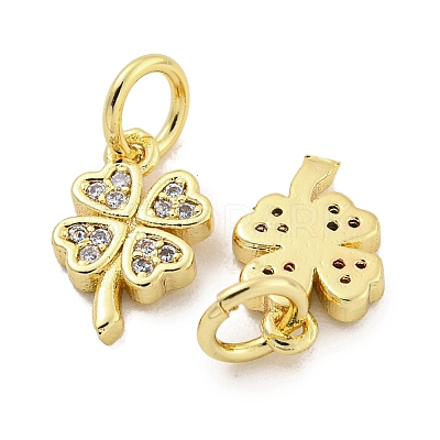 Rack Plating Brass Micro Pave Clear Cubic Zirconia Charms X-KK-Q814-08G-1
