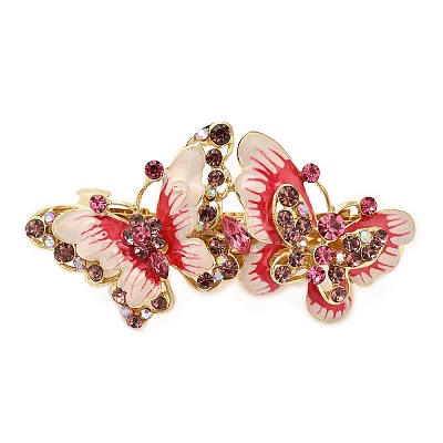 Alloy Rhinestone Enamel Hair Barrettes OHAR-B006-01G-02-1