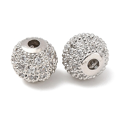Round Brass Micro Pave Cubic Zirconia Beads X-ZIRC-N016-01P-8mm-1