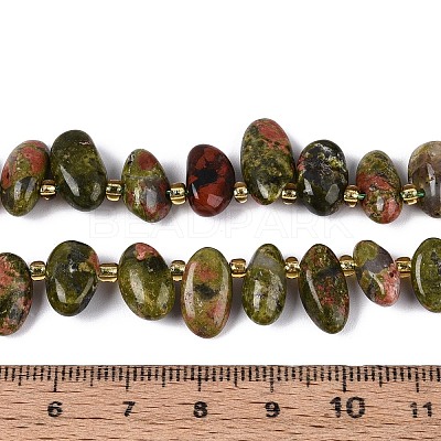 Natural Unakite Beads Strands G-Z091-A33-1