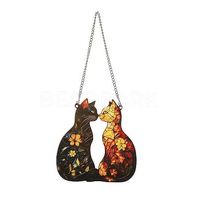 Stained Acrylic & Iron Suncatchers HJEW-F022-01C-1