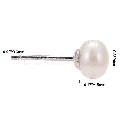 Anti-Tarnish Pearl Ball Stud Earrings X-EJEW-Q701-01A-1