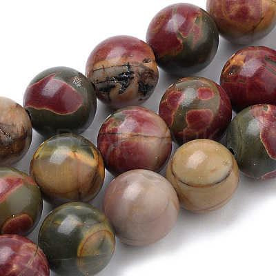 Natural Polychrome Jasper/Picasso Stone/Picasso Jasper Beads Strands G-S259-23-8mm-1
