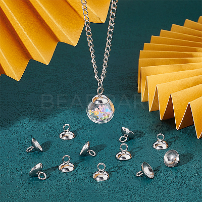 100Pcs 201 Stainless Steel Bead Cap Pendant Bails STAS-UN0042-25A-1