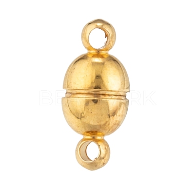 Round Brass Magnetic Clasps with Loops KK-D331-G-NF-1