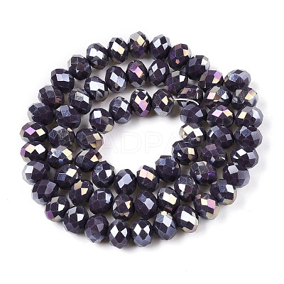 Electroplate Glass Beads Strands EGLA-A044-P8mm-B11-1