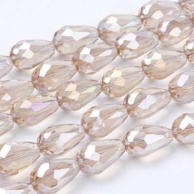 Electroplate Glass Beads Strands X-EGLA-D015-15x10mm-25-1