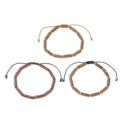 3Pcs Natural Elephant Skin Jasper & Synthetic Hematite Beaded Braided Bead Bracelets for Men Women BJEW-JB12546-1