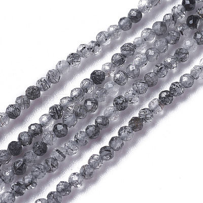Natural Black Rutilated Quartz Beads Strands G-F596-25A-2mm-1