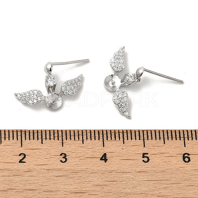 Rhodium Plated Wings 925 Sterling Silver Micro Pave Cubic Zirconia Dangle Stud Earring Findings STER-P056-10P-1