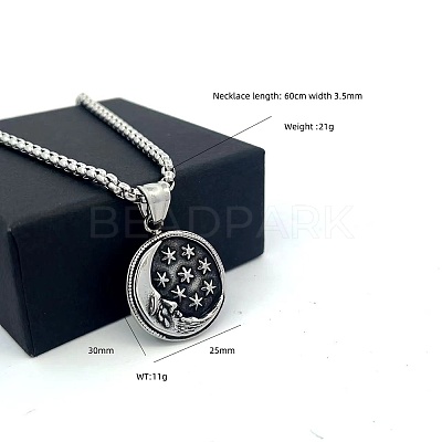 Men's 304 Stainless Steel Moon Star Pendant Punk Vintage Necklaces LK3922-1