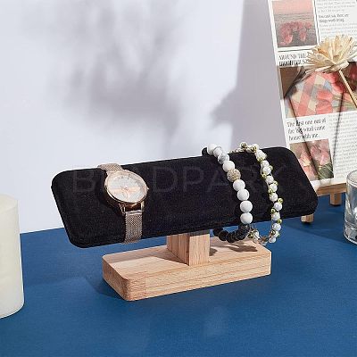 Bamboo Velvet T-Bar Bracelet Display Stands BDIS-WH0002-08-1